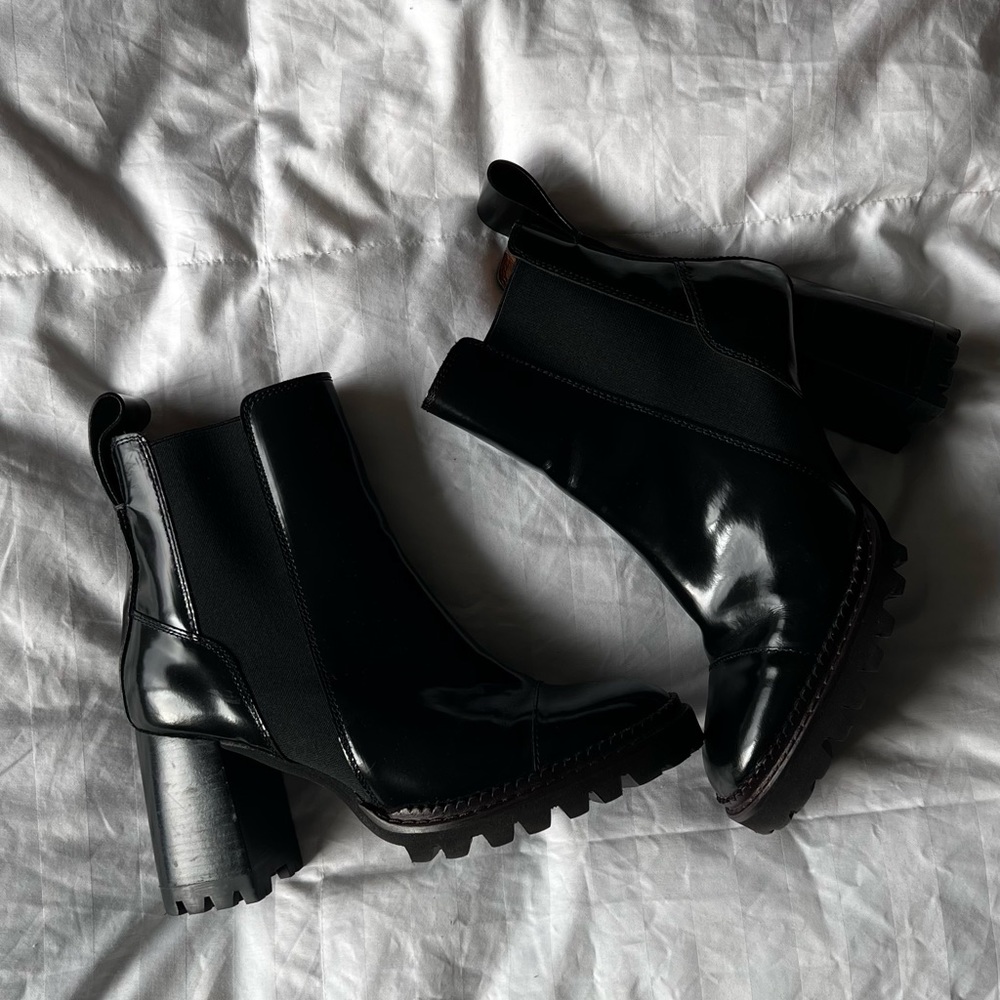 Black leather boots